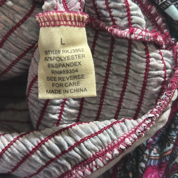 NWOT No Comment strapless paisley wide leg cropped jumpsuit stretchy soft size L - Picture 6 of 9